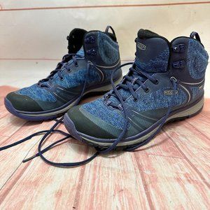Blue Purple & Black KEEN Footwear Hiking Boots size 8 Women's lace-up ankle EUC
